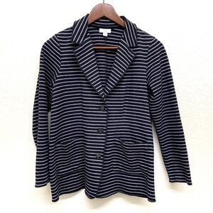 J.Jill Blue and Grey Striped Sweater Blazer - Small